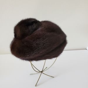 Stunning, Vintage 1960's High Fashion Mink Hat - Small
